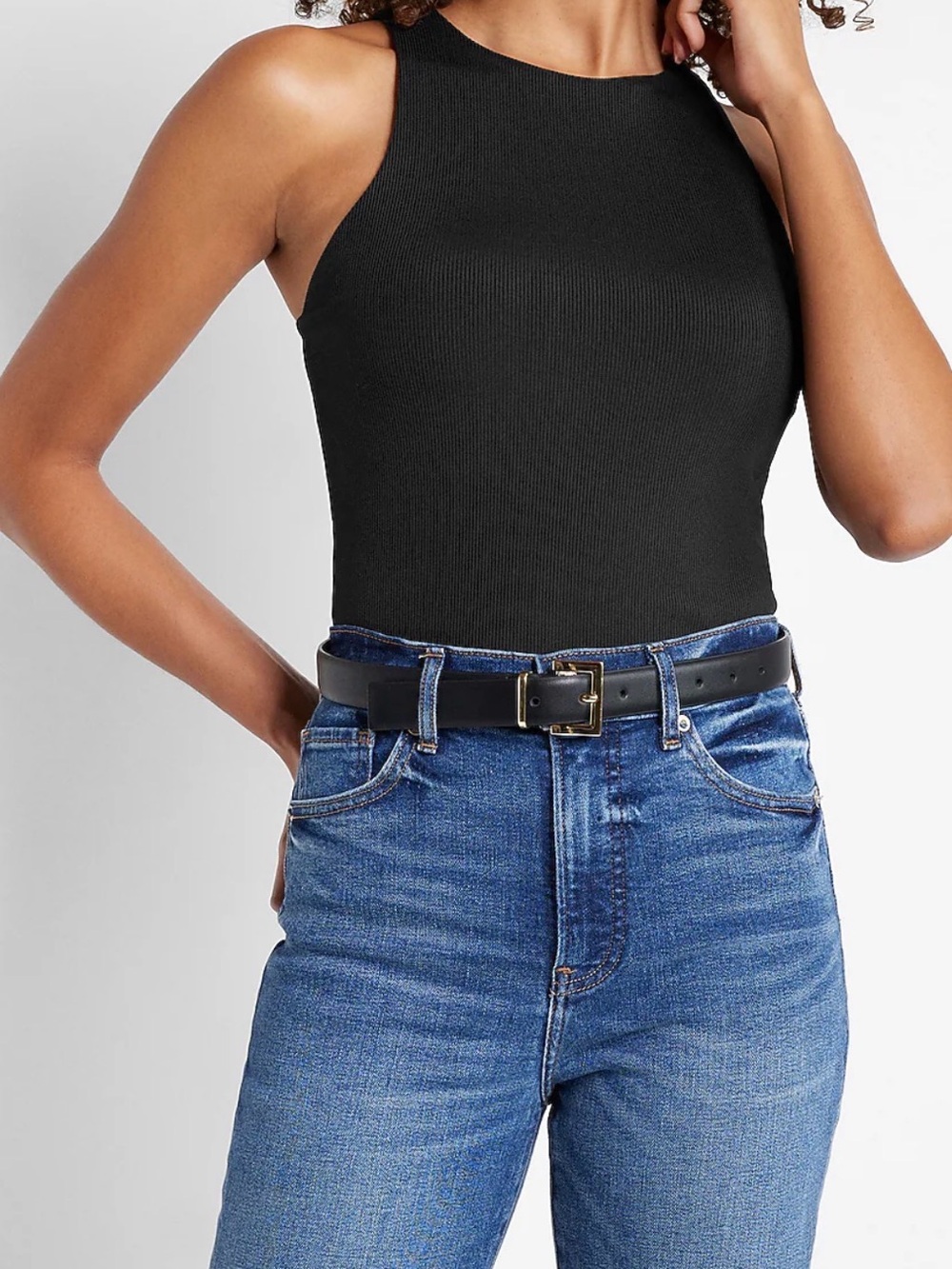 Express Body Contour Ribbed High Neck Bodysuit - Small